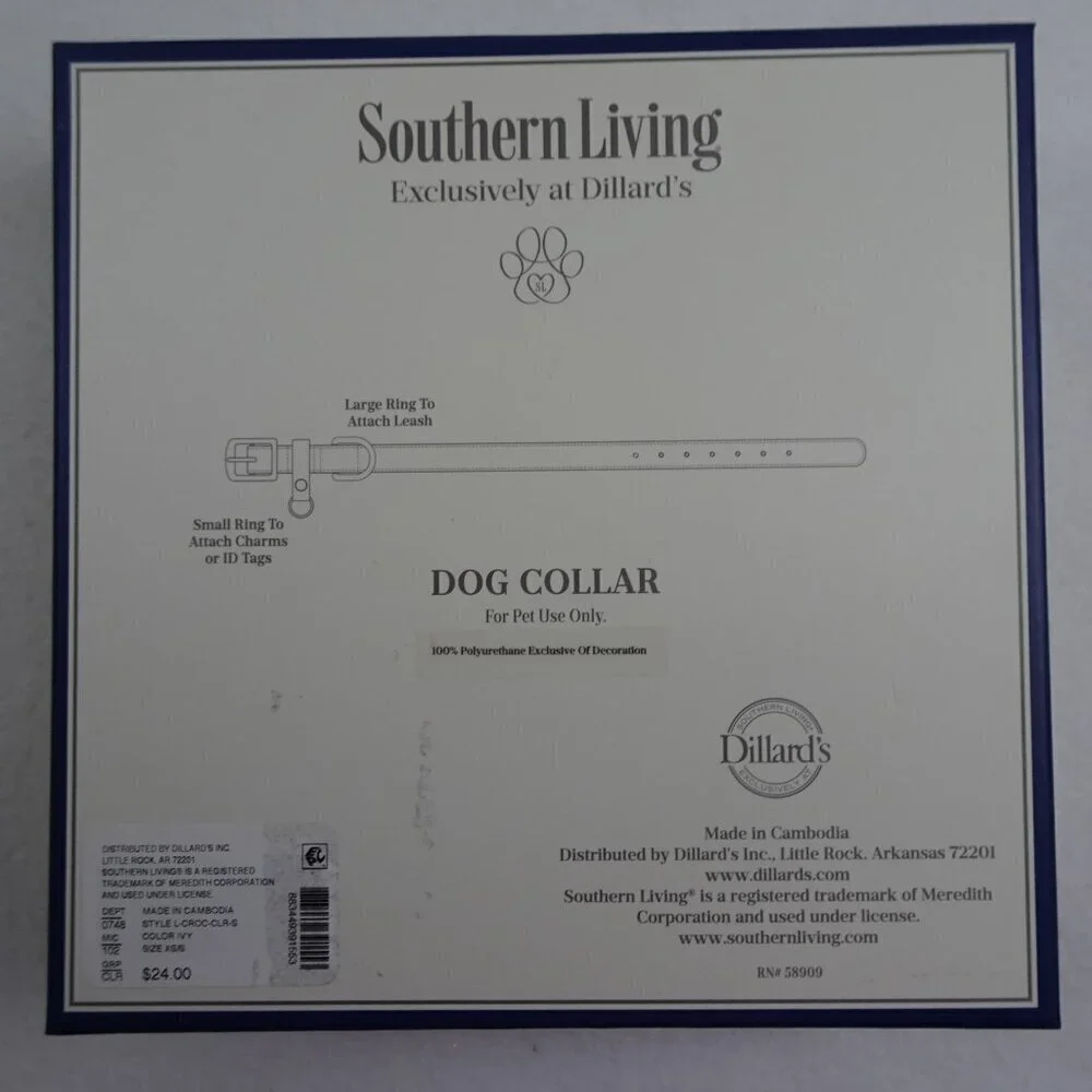 Southern Living Faux Leather Dog Collar Size XS / SMALL Green Adjustable